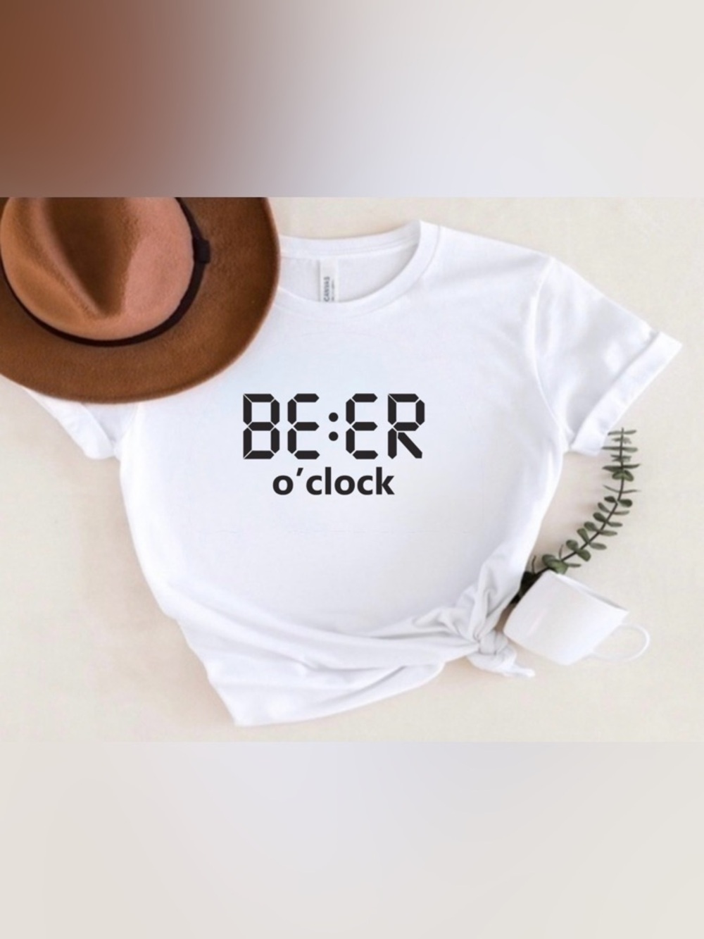 Beer O'Clock White Graphic Men's T-Shirt